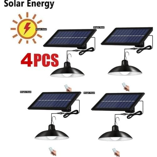4pcs remote 30 led 2 head Retro Lampshade Solar Pendant Light Outdoor Indoor Solar Chandelier Power Lamp Emergency Lamp Shed Lig