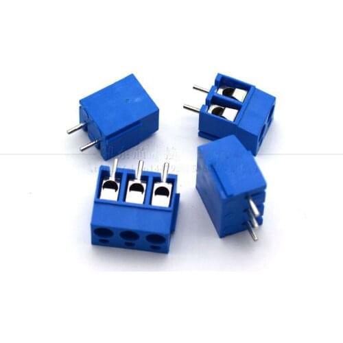 500pcs/lot Screw Type PCB Terminal Blocks MG/KF/GZ 300-5.0MM Copper Environmental (Copper Plated) 2P/3P Blue