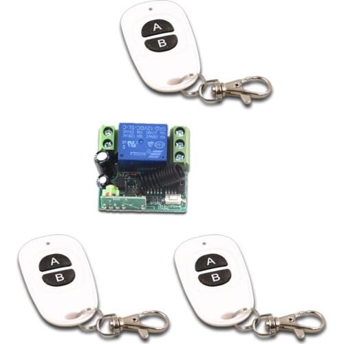 AB Button DC12V Mini RF Wireless Remote Control System 3Transmitter +1Receiver Smart Home Remote Control 315/433MHz