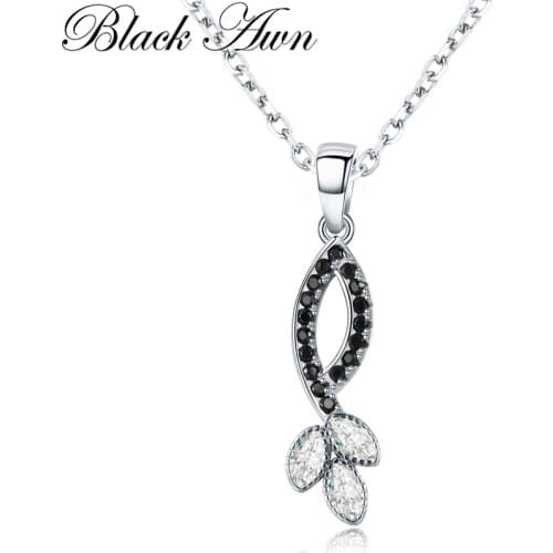 [BLACK AWN] Classic 925 Sterling Silver Necklace for Women Black Spinel Pendants Necklaces Silver 925 Jewelry Girl Gift K003