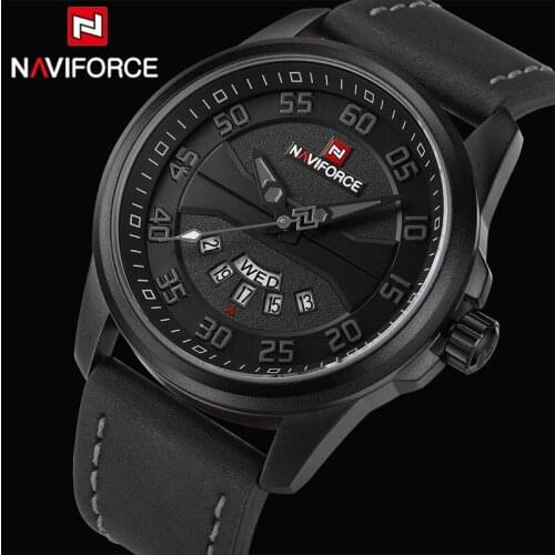 Men Watches NAVIFORCE Luxury Brand Leather Strap Quartz Calendar Clock Sports Military Waterproof Wrist Watch Relogio Masculino