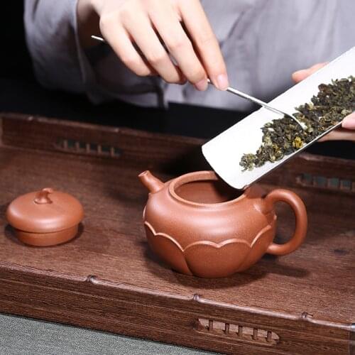 Purple Clay Teapot Yixing Exquisite Hand-Made Plastic Fan Yujun Teapots Daily Necessities Tea Set 325ml Custom Gift