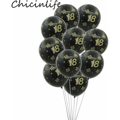 Chicinlife 10Pcs 12inch Number 18 30 40 50 Years Old Latex Balloos Happy Birthday Party Anniversary Adult 30th Birthday Supplies