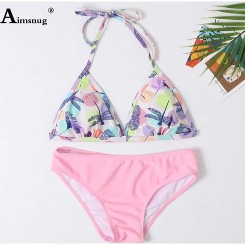 Children Halter Swimsuits Baby Girls Ruffles Two Pieces Swimwear 2021 New Fashion Dragonfly Print Bathing Suits Kids Clothing