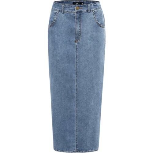 High Waist Long Denim Skirt Women Casual Pencil package hip elastic jeans skirt plus size 2XL