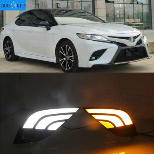 1 Set LED Daytime Running Light Flowing Turn Yellow Signal Waterproof Car LED DRL For Toyota Camry 2018 2019 XSE SE