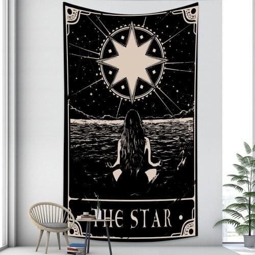 Gobelin Witchcraft Divine The Star Moon Tarot Tapestry Wall Hanging Room Decor Wallpaper Hippie Astrology Tapestry Wall Carpet