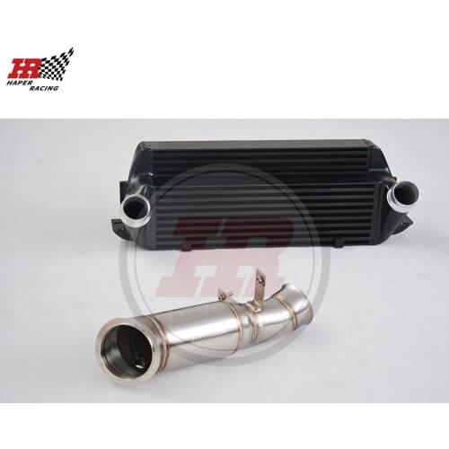 HP RACING F20 F30 EVO2 Intercooler + 3.0'' SS304 Downpipe with 200cell Cat for N55 F87 M2 2015+ M135I M235I 2013