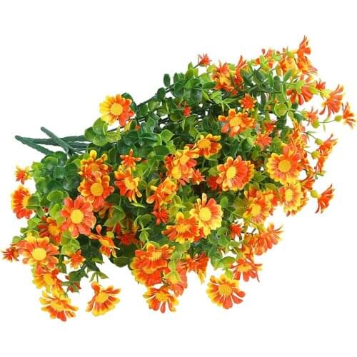 6 Pack Artificial Flowers for Outdoors,Winter Color Resistant Boxwood Shrubs with Flower,Fake Hanging Plants Greenery