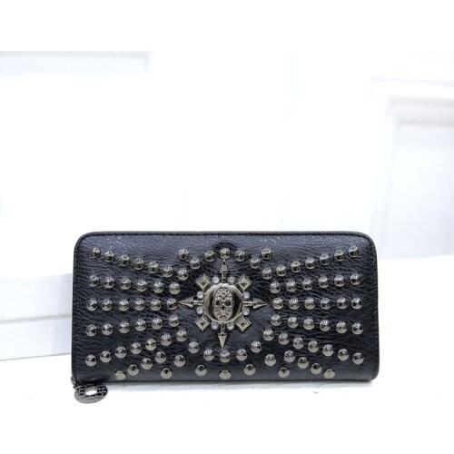 2019 Women Famous Brand Wallet Skull Purses Card Holder Clutch Bag Coin Purse Rivet Women Clutch Bag Designer Purses
