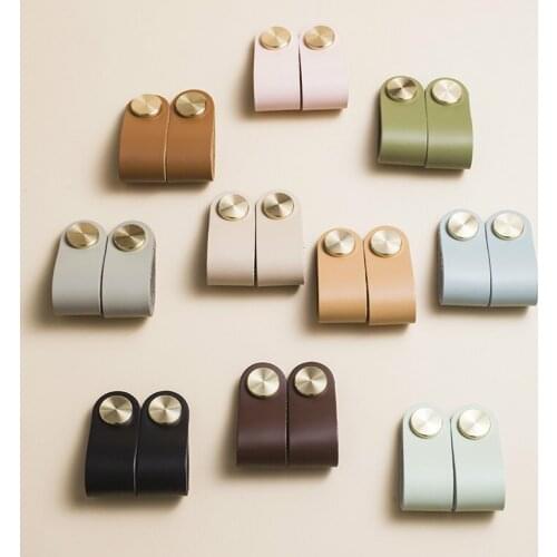 LKL Leather Handle Nordic Tatami Cabinet Door Drawer Top Leather Handle Leather Handle Anti Collision Drawer Pulls
