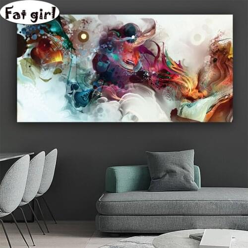 Colorful Ocean Large Abstract Poster Canvas Paintings diamond painting square round mosaic cross stitch modern art home decor