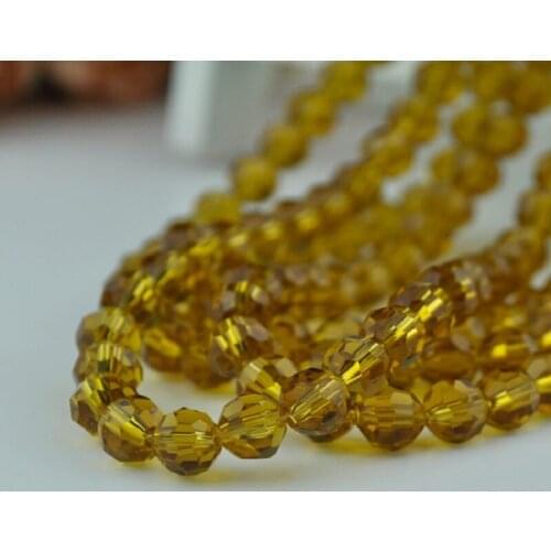 8mm 70pcs/lot Round Ball Faceted Crystal Loose Spacer Beads Transparent Brown Crystal Glass Beads for Jewelry Making Accessories