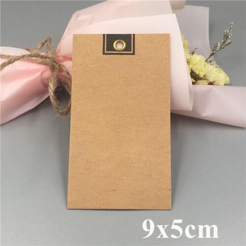 50Pcs/Lot 9x5cm Kraft Square Paper Price Gift Inlaid Metal Ring Tag Hole Design For Price Envelope Cards Tags