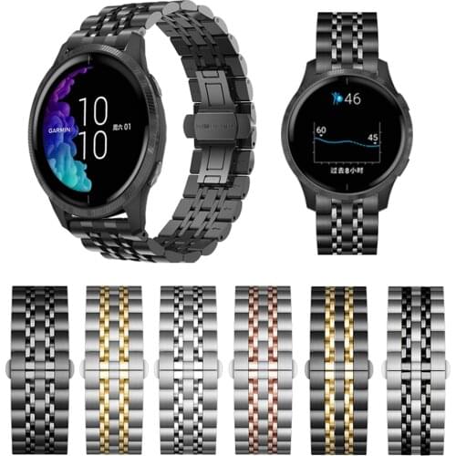 Metal Classic Wrist Strap for Garmin Venu Watch Band Stainless Steel Bracelet for GarminActive/GarminMove 3 Luxe Style WristBand