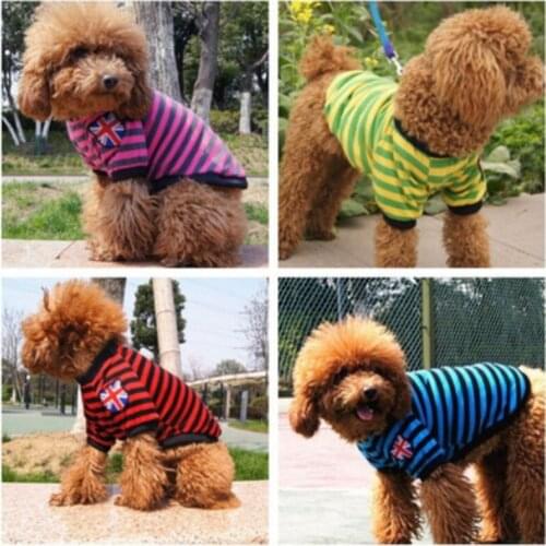 Soft Pet Dog Clothes Striped Shirts For Small Medium Dogs Chihuahua Pug Teddy Clothing British Flag Puppy Dog Clothing