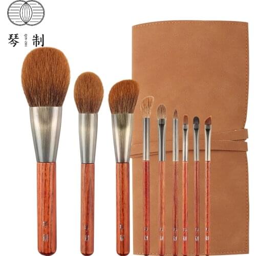 QINZHI Professional Handmade Make Up Brush Kit Powder Contour Eye Shadow Brush Soft Goat Hair Synthetic Fiber Makeup Brushes Set