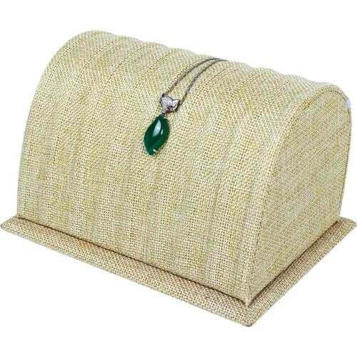 New Beige Linen Arched Jewelry Necklace Pendant Drop Chain Display Holder Standing Stand Choker Earrings Elegant Organizer Show