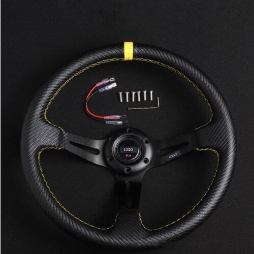 14 Inch / 35 cm New PVC Carbon Fiber Black Frame Racing Car Refitted With General Steering Wheel