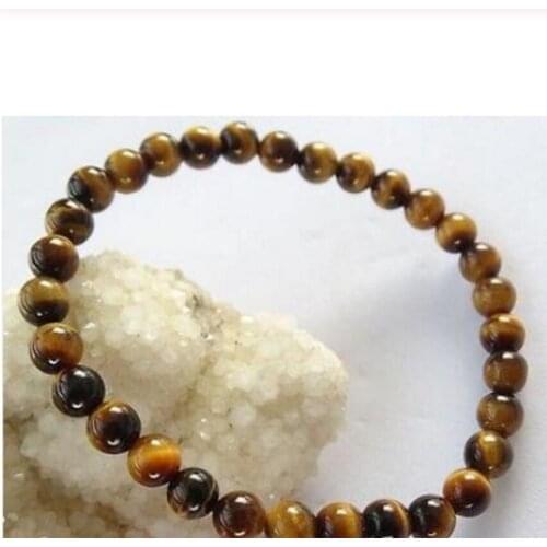 New hot 7" 6mm natural tiger eye gem stone round beads bracelet