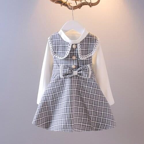 Girls Clothes Plaid Pattern Girls Outfits Blouse + Dress Kids Girl Clothes Set Autumn Childrens Clothes