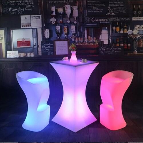 Rechargeable LED Illuminated Cocktail Table Waterproof glowing Led bar table lighted coffee table bar kTV disco hotel supply