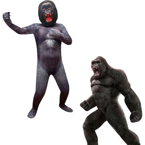 Hot Kids King Kong Orangutan Costume Cosplay Costume Mascot Animal Monkey Boys Halloween Carnival Disguise Fancy Dress Jumpsuits