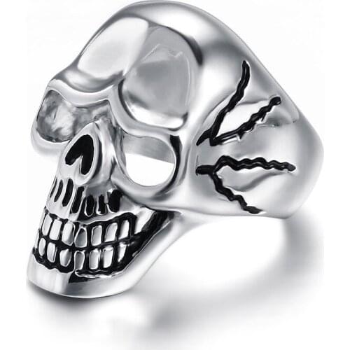 Drop Shipping New Hyperbole Punk 25 mm Skeleton Men Ring Stainless Steel Non-mainstream Individual Anniversary Gift High Quality