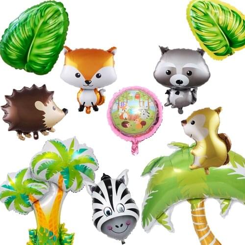 Multi Animal Ballons Birthday Jungle Party Safari Tree Leaf Balloon Foil Helium Balloons Birthday Party Decor Safari Zoo Balls