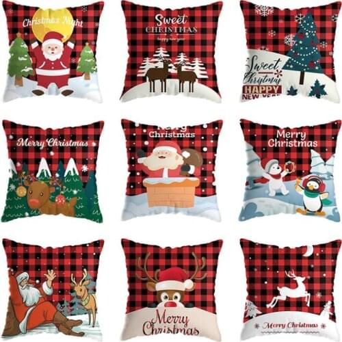 FAROOT Christmas Short Plush Cushion Covers, Square Throw Pillow Cover for Home Decoration, 45cm*45cm
