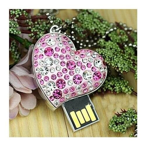 Pink Heart Jewelry USB Memory Stick Key 2.0 8GB/16GB/32GB/64GB Pendrive Pen Drive 128GB USB Flash Drive 2TB 1TB Computer Gift