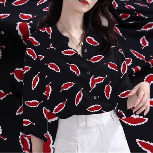 Mulberry Silk Printed Crepe De Chine Fabric Draped Comfortably Breathable Clothing Dresses Fashion Fabrics Sewing Material Home