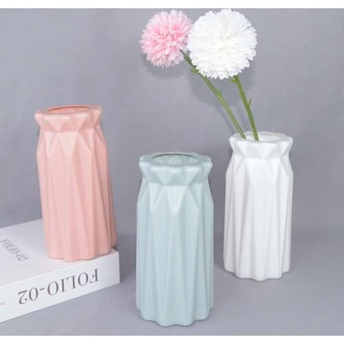 Modern Nordic Plastic Vase Imitation Ceramic Flower Pot Basket Living Room Decoration Home Table Decor Wedding Supplies