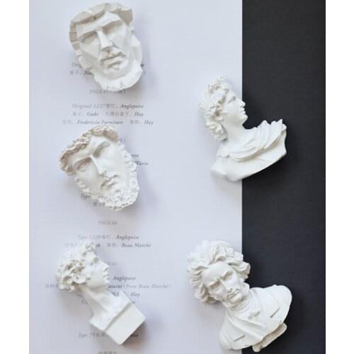 Famous person Resin Bust Statue Stereoscopic Magnetic Sticker/Greek Plaster portrait Wall Sculpture Interior Decor Accessories