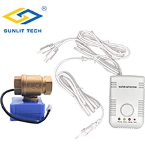 Home Smart Water Leakage Detector with Automatic Shut Off Valve DN15 Water Flood Overflow Alert Sensor Alarm System