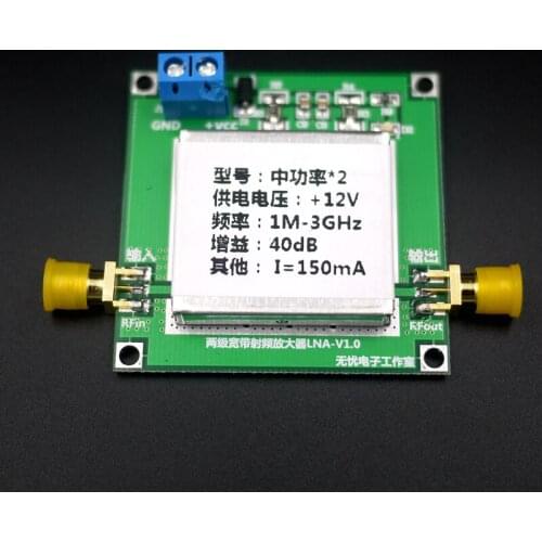RF power amplifiers in wideband LNA 0.02-3GHz Gain: 40dB Specials