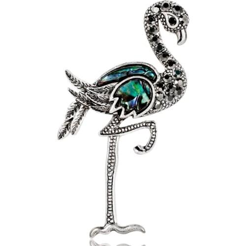 Vivid Red-Crowned Crane Vintage Brooches Animal Metal Ostrich Bird Brooch Women Clothing Decorations Accessories AG056