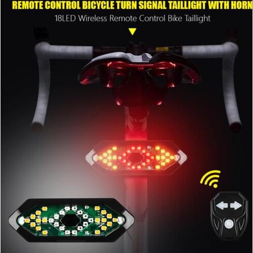 Remote Control Bike Taillight USB Rechargeable Bicycle Tail Rear Light Turn Signal Braking Warning Wireless LED Cycling Lantern