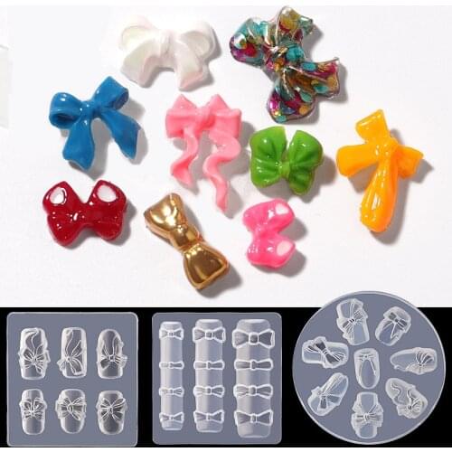 1pcs Silicone Bowknot Tie Nail Carving Mold 3D Mould Stamping Design Polish UV Gel Stencils DIY Manicure Accessory Tools
