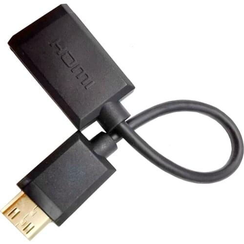 2.0V Slim High Speed Mini-HDMI to HDMI-Compatible Female Cable 4K 60Hz for Camera, Graphics Video Card, Laptop, Pico Projector