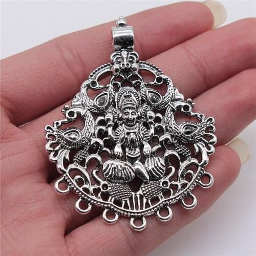 2pcs 49x63mm Charms Connector Big Indian Idol Shiva Antique Silver Color Alloy Diy Jewelry Making Accessories