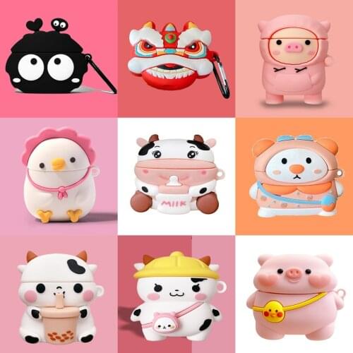 3D Earphone/Headphone Case For Airpods pro 2 3 Case Silicone Cute Dog Pig Cartoon Cover For Apple Air pods Earbuds/Earpods Case