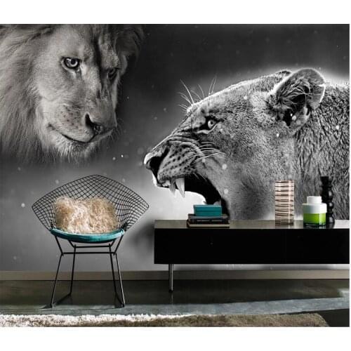 3d wallpaper custom photo Black and white art lion living room background home decor 3d wall murals wallpaper for walls 3 d