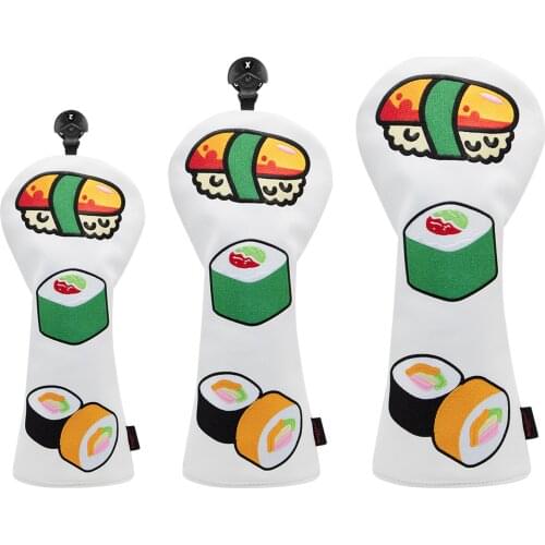 3x Golf Wood Head Cover Sushi Print UT Headcover Guard No. Tag Accessories