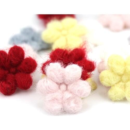 60Pcs 2cm Plush Flowers Appliques For DIY Baby Hair Clip Accessories Headwear Ornament Crafts Decoration wholesale