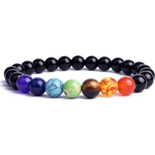 7 Chakra Healing Beaded Bracelet Natural Obsidian Tiger Eye Beads Bracelet 8MM For Women Men Fashion Yoga Jewelry Dropshipping