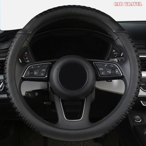 CAR TRAVEL Leather Car Steering Wheel Cover For Nissans Qashqai Xtrail t32 Juke Note Tiida Almera Rogue Almera