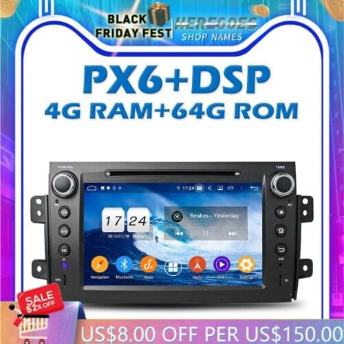 PX6 Car DVD Player DSP TDA7851 Android 10.0 64G 4G LTE GPS Map RDS Radio Wifi Bluetooth 5.0 For SUZUKI SX4 2006 -2010 2011 2012