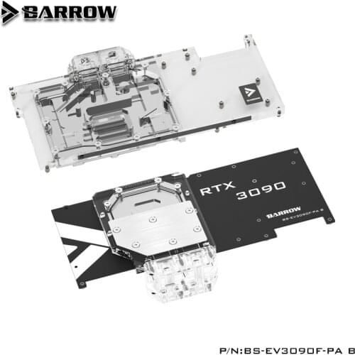 BARROW Double Cooling Water Block use for EVGA RTX3090/3080 FTW3 ULTRA HYDRO COPPER GAMING GPU card With backplane RadiatorARGB