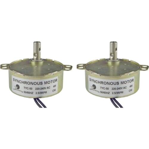 CHANCS TYC-50 Electric Motor 220V AC 2.5-3RPM 4W CW Microwave Fan In AC Motor for Electric Fireplace 2PCS